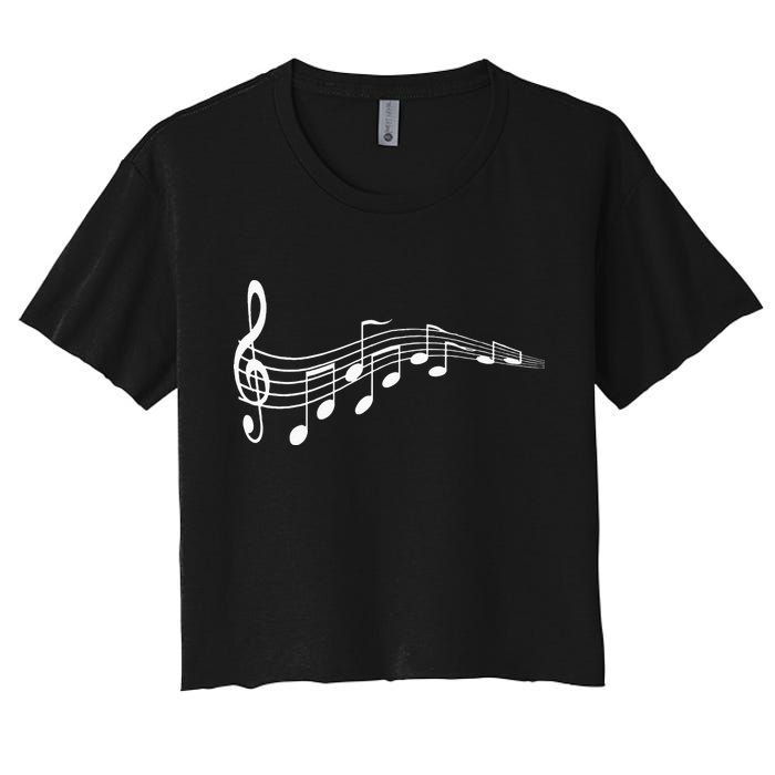 Musical Notes Music Dad Text In Treble Clef Women's Crop Top Tee