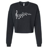 Musical Notes Music Dad Text In Treble Clef Cropped Pullover Crew