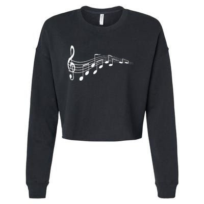 Musical Notes Music Dad Text In Treble Clef Cropped Pullover Crew