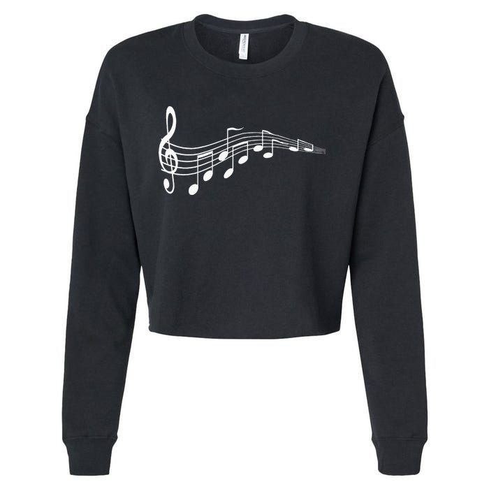Musical Notes Music Dad Text In Treble Clef Cropped Pullover Crew