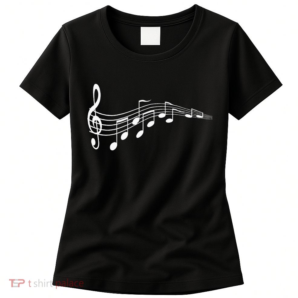 Musical Notes Music Dad Text In Treble Clef Womens T-Shirt