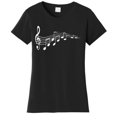 Musical Notes Music Dad Text In Treble Clef Women's T-Shirt