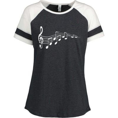 Musical Notes Music Dad Text In Treble Clef Enza Ladies Jersey Colorblock Tee