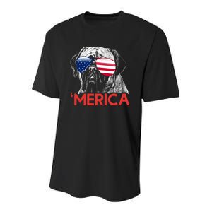 Merica Neapolitan Mastiff American Flag 4th Of July Youth Performance Sprint T-Shirt