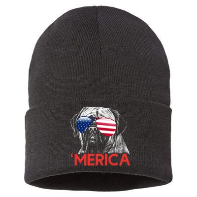 Merica Neapolitan Mastiff American Flag 4th Of July Sustainable Knit Beanie