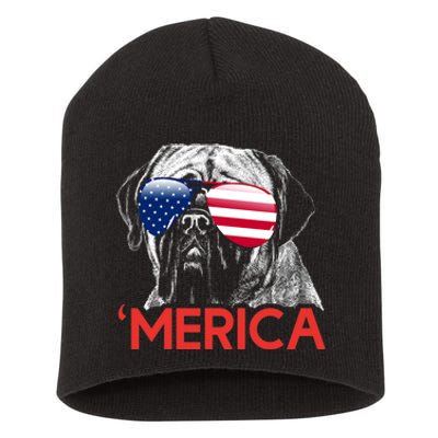 Merica Neapolitan Mastiff American Flag 4th Of July Short Acrylic Beanie