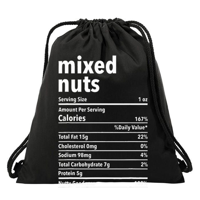 Mixed Nuts Nutrition Facts Funny Thanksgiving Christmas Food Drawstring Bag