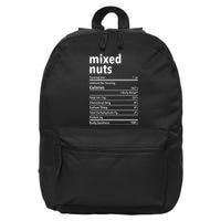 Mixed Nuts Nutrition Facts Funny Thanksgiving Christmas Food 16 in Basic Backpack