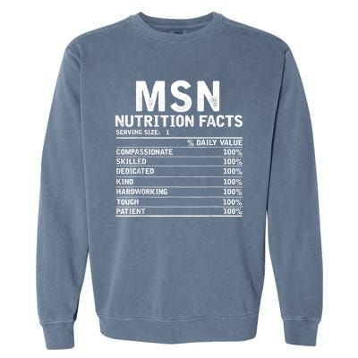 Msn Nurse Nutrition Facts Funny Thanksgiving Christmas Garment-Dyed Sweatshirt