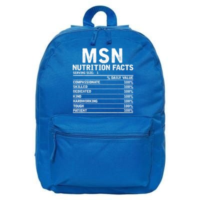 Msn Nurse Nutrition Facts Funny Thanksgiving Christmas 16 in Basic Backpack