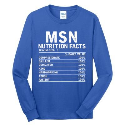 Msn Nurse Nutrition Facts Funny Thanksgiving Christmas Tall Long Sleeve T-Shirt