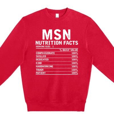 Msn Nurse Nutrition Facts Funny Thanksgiving Christmas Premium Crewneck Sweatshirt