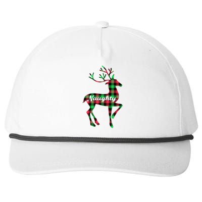 Matching Naughty Nice Gift Naughty List Xmas Reindeer Gift Snapback Five-Panel Rope Hat