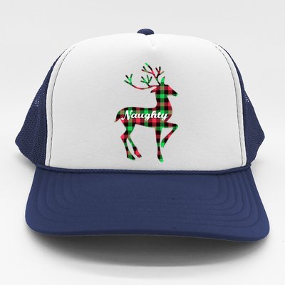 Matching Naughty Nice Gift Naughty List Xmas Reindeer Gift Trucker Hat