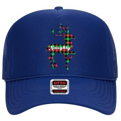 Matching Naughty Nice Gift Naughty List Xmas Reindeer Gift High Crown Mesh Back Trucker Hat