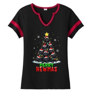 Merry Newmas Newfoundland Christmas Tree Dog Lovers Holiday Ladies Halftime Notch Neck Tee