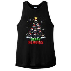 Merry Newmas Newfoundland Christmas Tree Dog Lovers Holiday Ladies PosiCharge Tri-Blend Wicking Tank