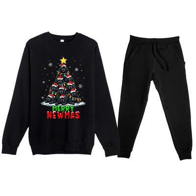 Merry Newmas Newfoundland Christmas Tree Dog Lovers Holiday Premium Crewneck Sweatsuit Set