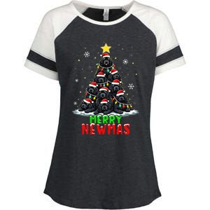 Merry Newmas Newfoundland Christmas Tree Dog Lovers Holiday Enza Ladies Jersey Colorblock Tee