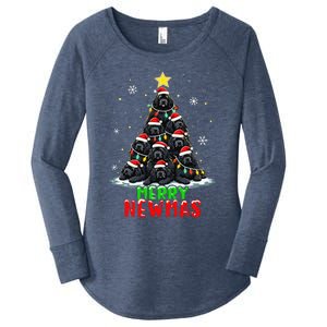 Merry Newmas Newfoundland Christmas Tree Dog Lovers Holiday Women's Perfect Tri Tunic Long Sleeve Shirt