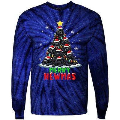 Merry Newmas Newfoundland Christmas Tree Dog Lovers Holiday Tie-Dye Long Sleeve Shirt