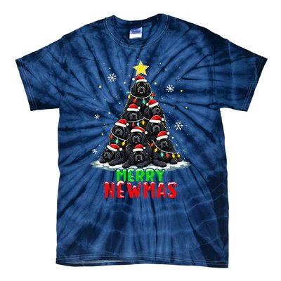 Merry Newmas Newfoundland Christmas Tree Dog Lovers Holiday Tie-Dye T-Shirt