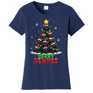 Merry Newmas Newfoundland Christmas Tree Dog Lovers Holiday Women's T-Shirt