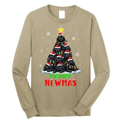 Merry Newmas Newfoundland Christmas Tree Dog Lovers Holiday Long Sleeve Shirt