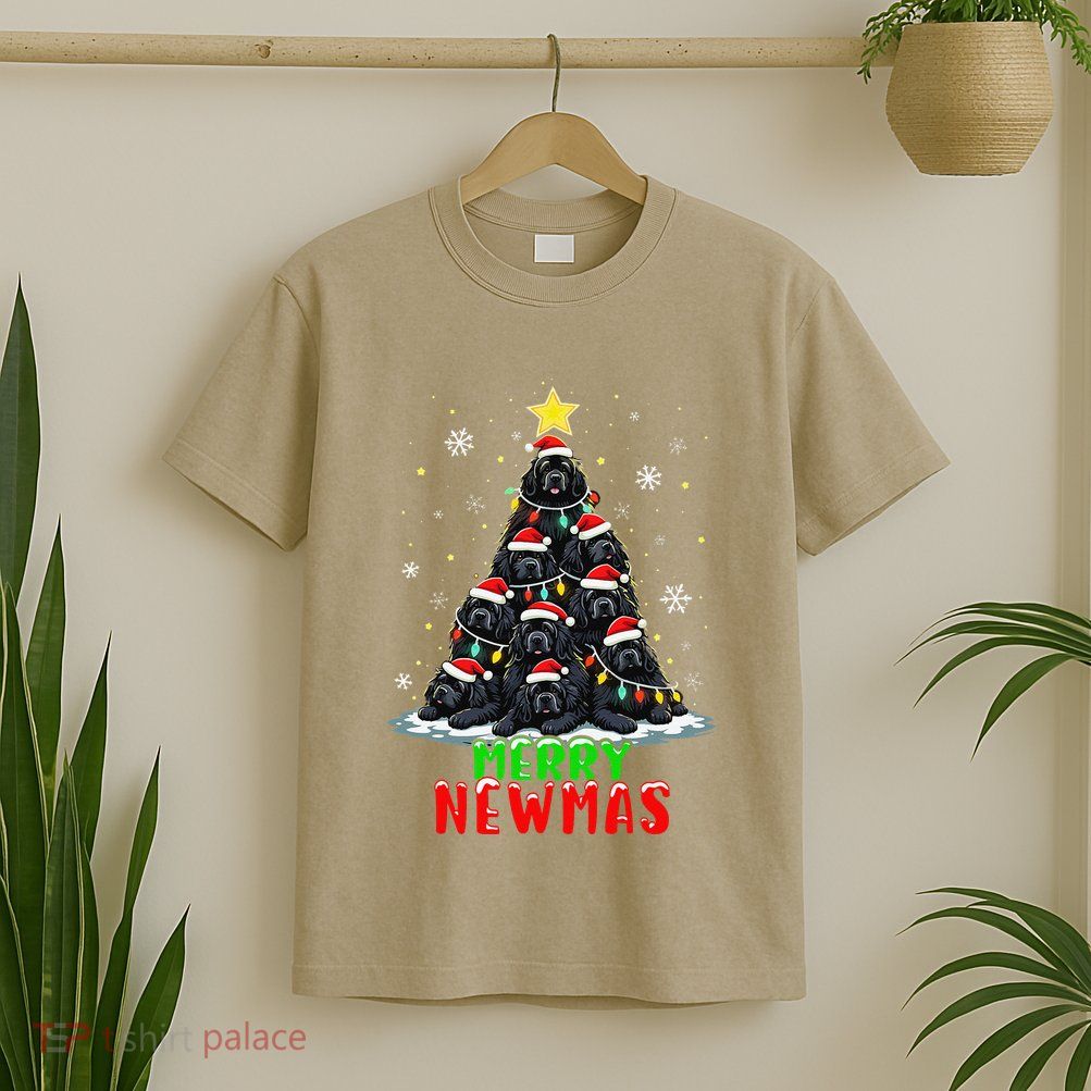 Merry Newmas Newfoundland Christmas Tree Dog Lovers Holiday T-Shirt