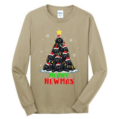 Merry Newmas Newfoundland Christmas Tree Dog Lovers Holiday Tall Long Sleeve T-Shirt