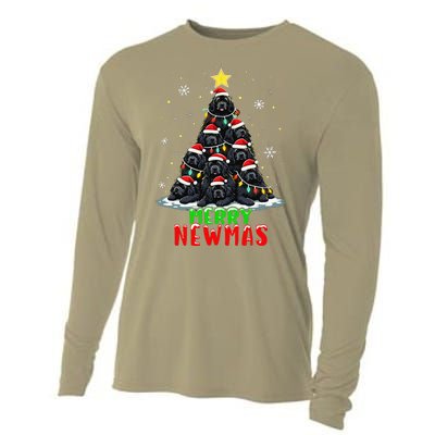 Merry Newmas Newfoundland Christmas Tree Dog Lovers Holiday Cooling Performance Long Sleeve Crew