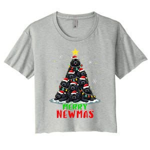 Merry Newmas Newfoundland Christmas Tree Dog Lovers Holiday Women's Crop Top Tee