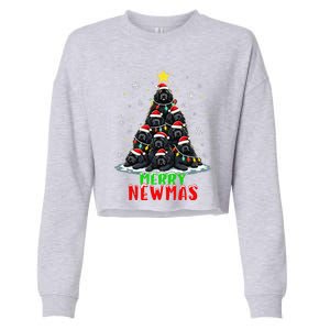 Merry Newmas Newfoundland Christmas Tree Dog Lovers Holiday Cropped Pullover Crew