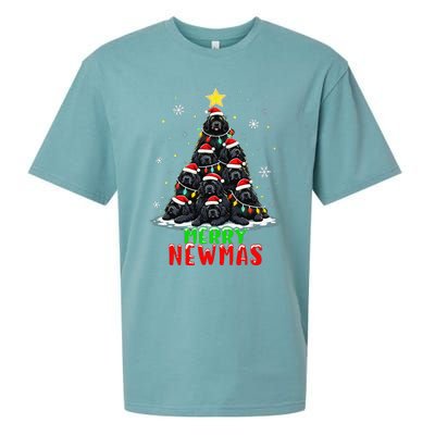 Merry Newmas Newfoundland Christmas Tree Dog Lovers Holiday Sueded Cloud Jersey T-Shirt