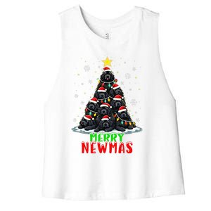 Merry Newmas Newfoundland Christmas Tree Dog Lovers Holiday Women's Racerback Cropped Tank