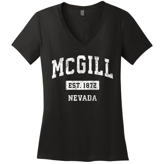 Mcgill Nevada Nv Vintage Sports Established Women's V-Neck T-Shirt