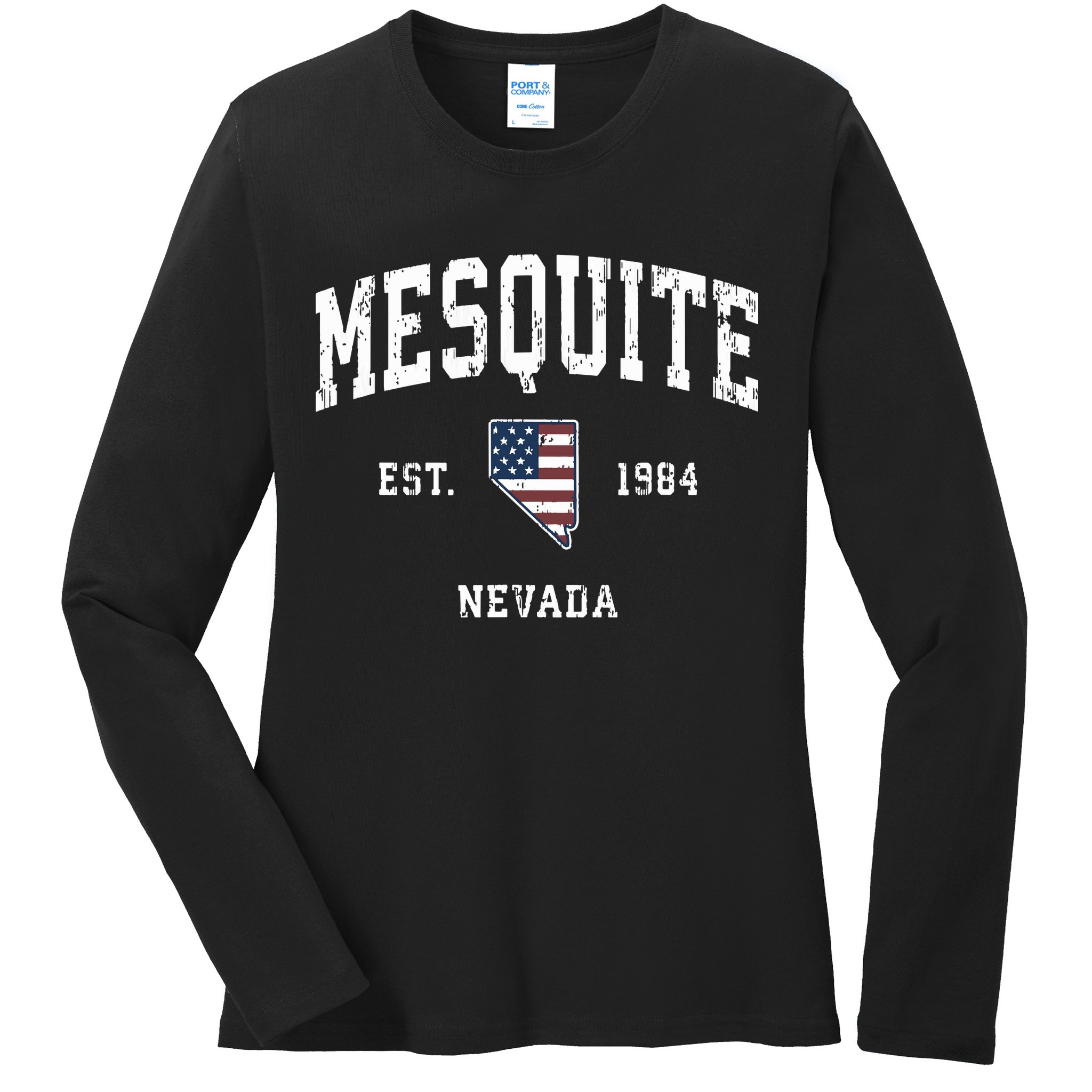 Mesquite Nevada Nv Vintage American Flag Sports Design Ladies Long Sleeve Shirt