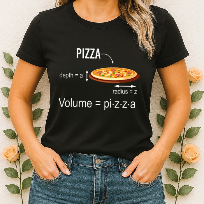 Maths Nerd Pizza Lovers Volume Formula Geek Math Teacher Womens T-Shirt