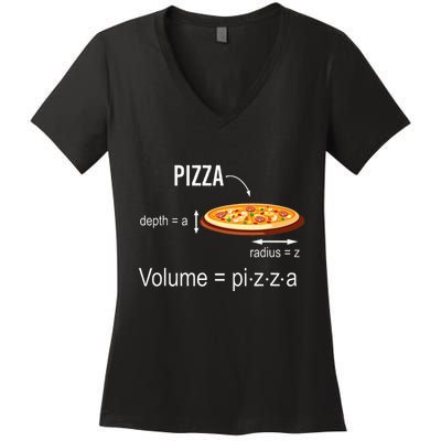 Maths Nerd Pizza Lovers Volume Formula Geek Math Teacher Women's V-Neck T-Shirt