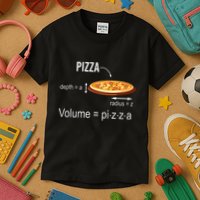 Maths Nerd Pizza Lovers Volume Formula Geek Math Teacher Kids T-Shirt