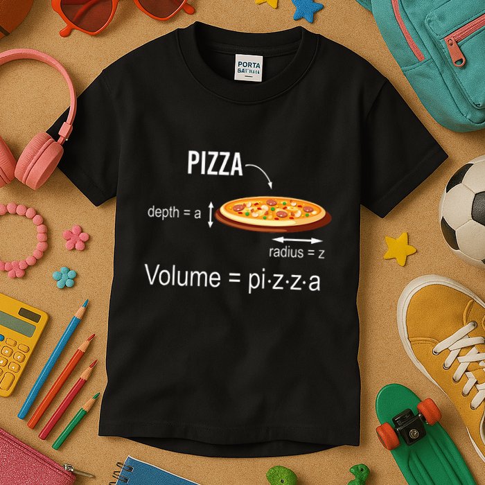 Maths Nerd Pizza Lovers Volume Formula Geek Math Teacher Kids T-Shirt