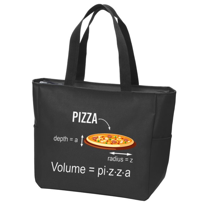 Maths Nerd Pizza Lovers Volume Formula Geek Math Teacher Zip Tote Bag