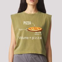 Maths Nerd Pizza Lovers Volume Formula Geek Math Teacher Garment-Dyed Women's Muscle Tee