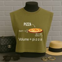 Maths Nerd Pizza Lovers Volume Formula Geek Math Teacher Garment-Dyed Women's Muscle Tee