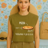 Maths Nerd Pizza Lovers Volume Formula Geek Math Teacher Garment-Dyed Women's Muscle Tee
