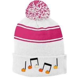 M.U.S.I.C Note Pumpkin Fall Music Teacher Halloween Costume Stripe Pom Pom Beanie