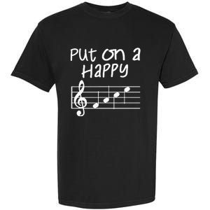 Musical Notes Put On A Happy Face Cute Music Loving Garment-Dyed Heavyweight T-Shirt