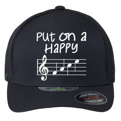 Musical Notes Put On A Happy Face Cute Music Loving Flexfit Unipanel Trucker Cap