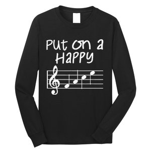 Musical Notes Put On A Happy Face Cute Music Loving Long Sleeve Shirt