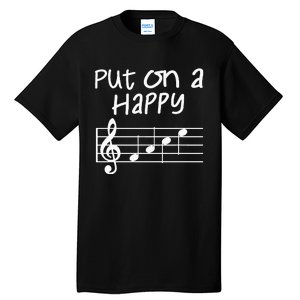 Musical Notes Put On A Happy Face Cute Music Loving Tall T-Shirt